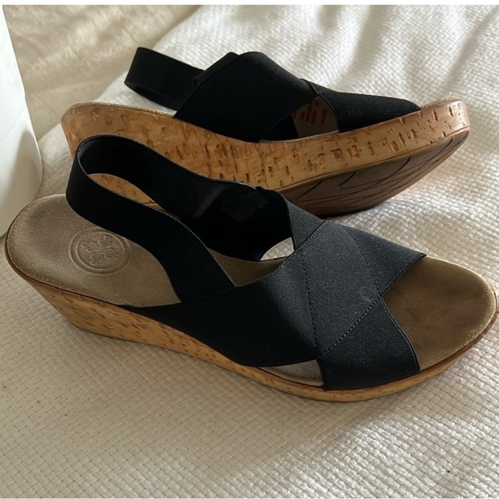 CHARLESTON SHOE CO. Black Wedge Sandals